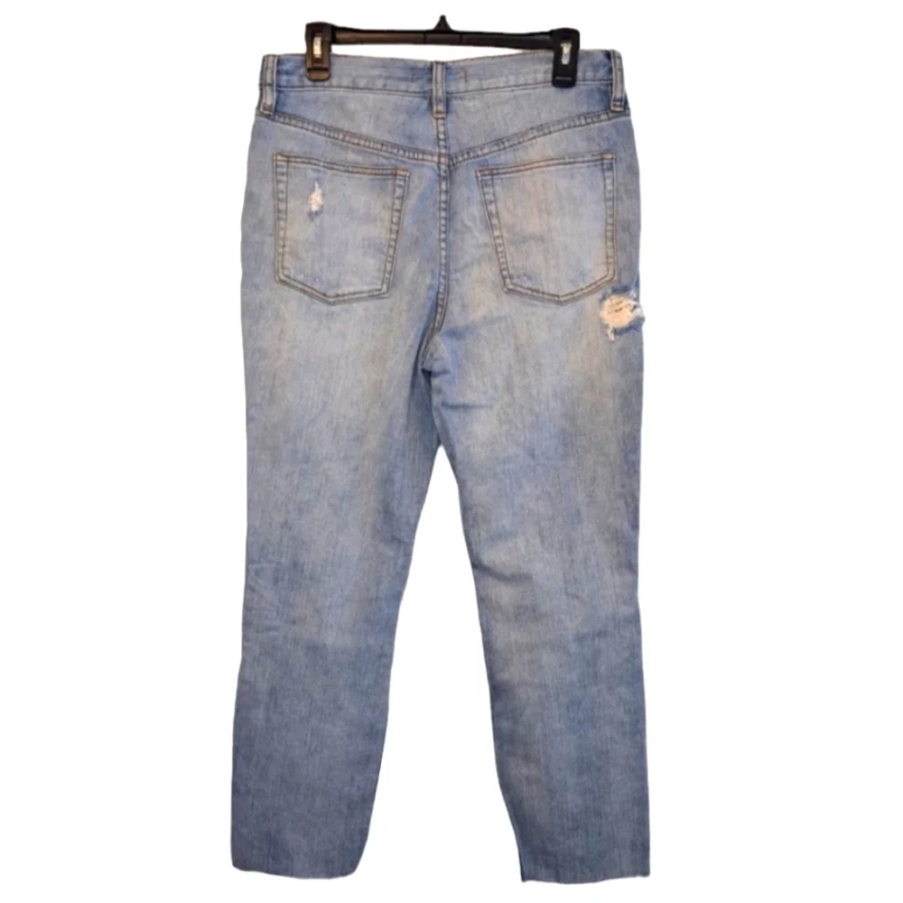 Free People Distressed Destroyed Light Wash Raw Hem Jeans Size 30 - Picture 3 of 9